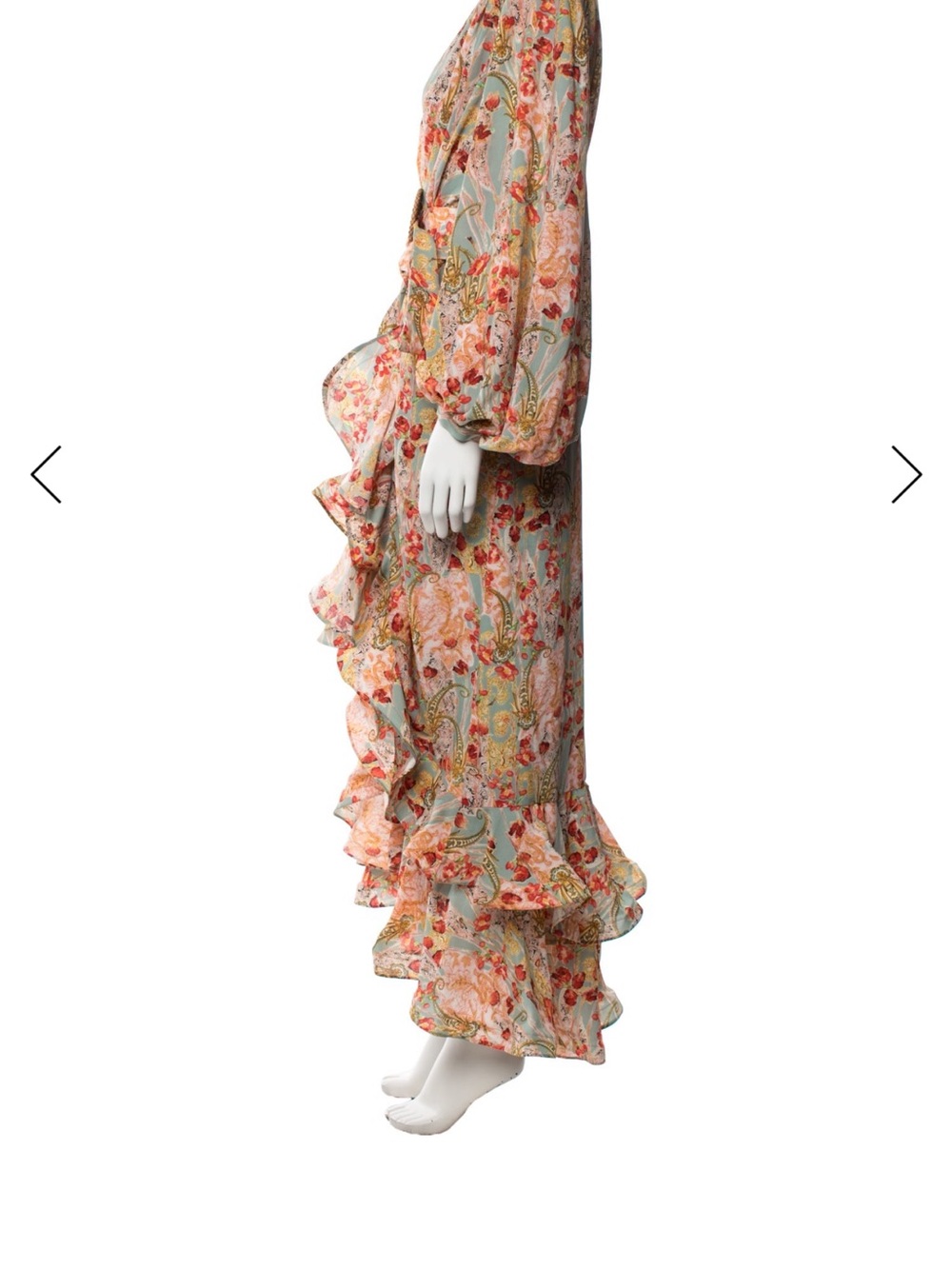 Bronx and Banco Floral Wrap Maxi Dress in Mint and Coral - Picture 2 of 3